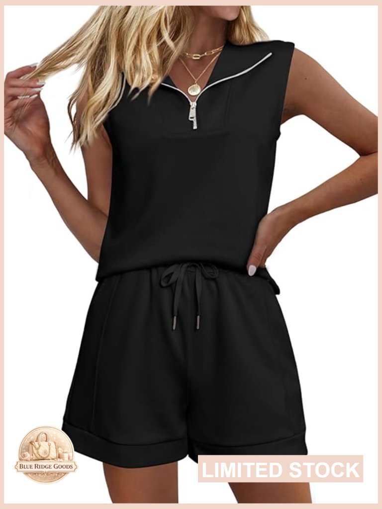Sleeveless Two Piece Lounge Set Summer Vacation Shorts Tracksuit Travel Outfit
